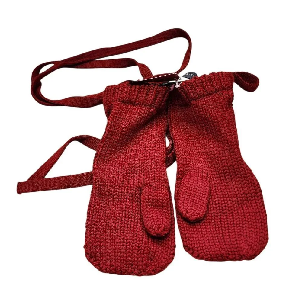 Banana Republic Handknit Wool Cable Mitten Gloven Red NWT